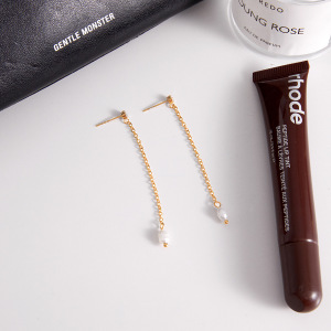 Boucles D'Oreilles Pendantes Élégantes Pour Femme, En Acier Inoxydable Doré, Avec Perles Et Imperméables (1 Paire). h5 Image4