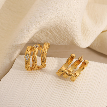 1 paire de boucles d'oreilles puces pour femme, en acier inoxydable tissé imperméable, collection Simple Series Daily.