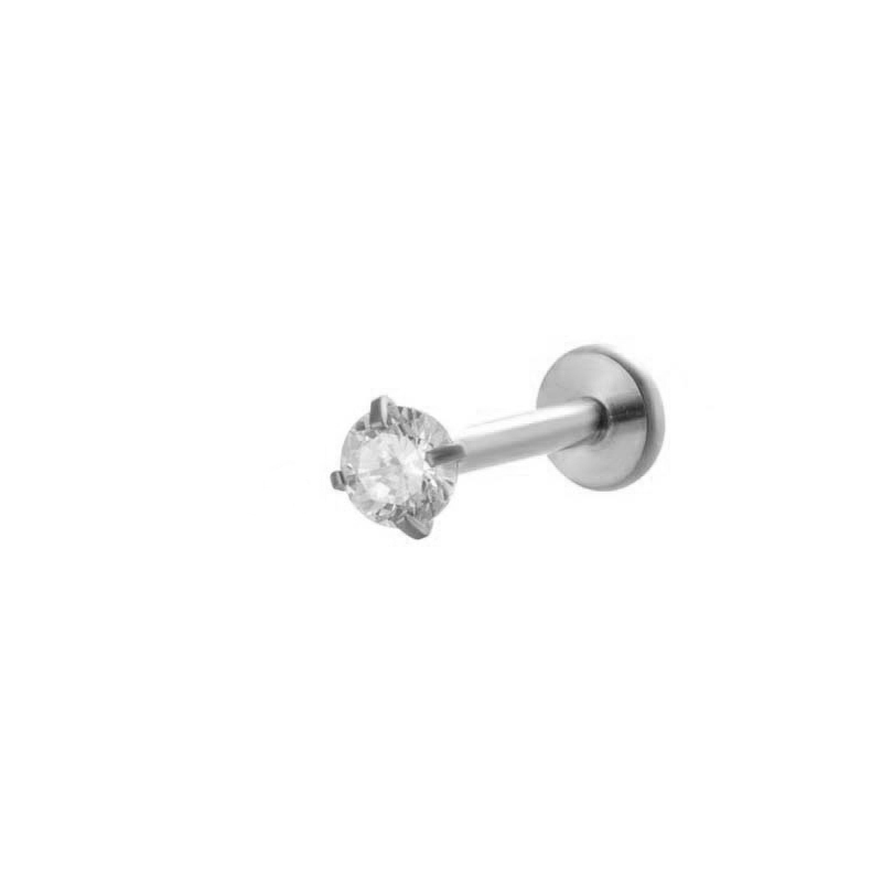 Boucle D'Oreille Piercing En Alliage De Titane En Forme De Feuille, Couleur Or Et Zircone 