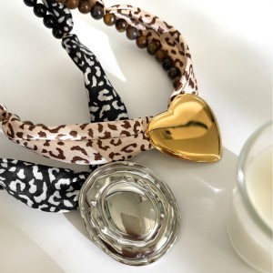 Collier 1 Pièce En Pierre Naturelle Et Perles De Verre À Motif Léopard Rétro h5 Image5