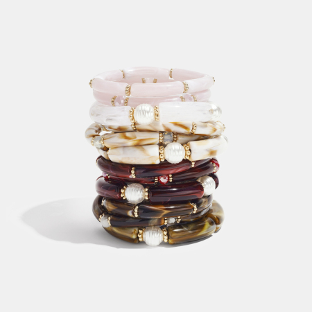 1 ensemble de bracelets rétro en acrylique dégradé de couleurs