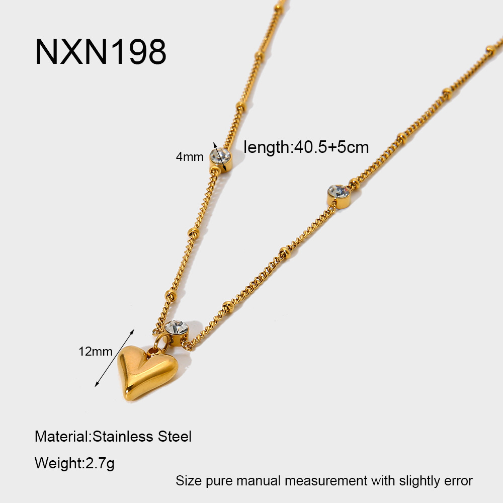 Collier Pendentif Femme En Acier Inoxydable Étanche Avec Zircon Et Motif Cœur (1 Pièce) 