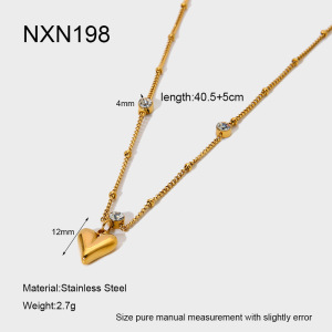 Collier Pendentif Femme En Acier Inoxydable Étanche Avec Zircon Et Motif Cœur (1 Pièce) h5 
