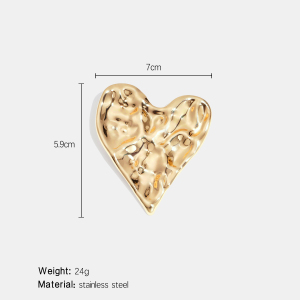 Broche En Acier Inoxydable Doré, Imperméable, En Forme De Cœur Et Marteau (1 Pièce). h5 Image2