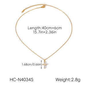 Collier Pendentif Croix En Acier Inoxydable Étanche Couleur Or Avec Zircon (1 Pièce) h5 Image2