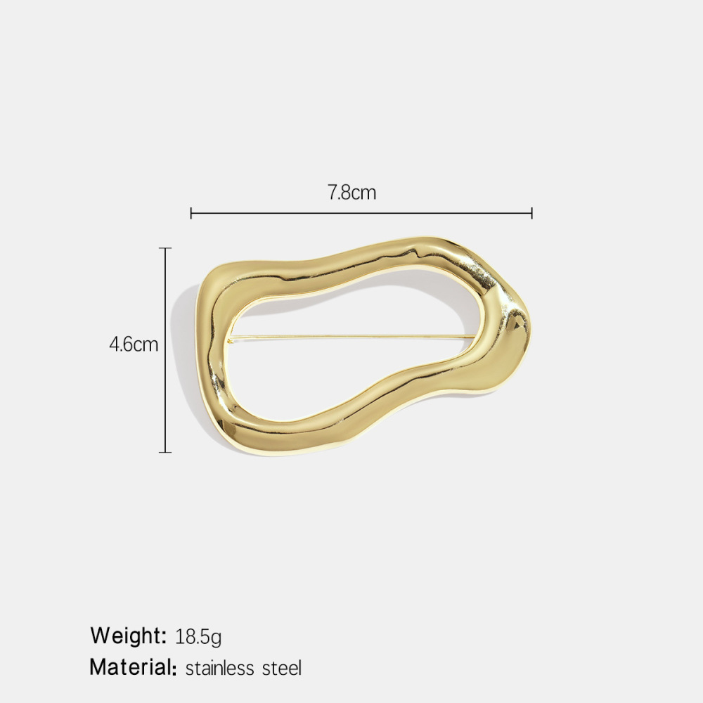 Broche En Acier Inoxydable Doré, Forme Irrégulière, Étanche (1 Pièce). h5Image2