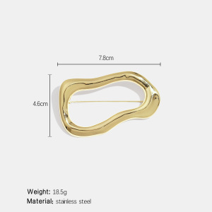 Broche En Acier Inoxydable Doré, Forme Irrégulière, Étanche (1 Pièce). h5 Image2