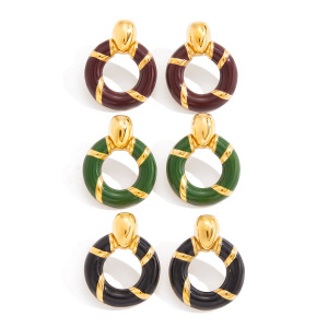 1 Paire De Boucles D'Oreilles Puces Vintage Rondes En Acier Inoxydable Étanche Couleur Or Pour Femme h5 Image6