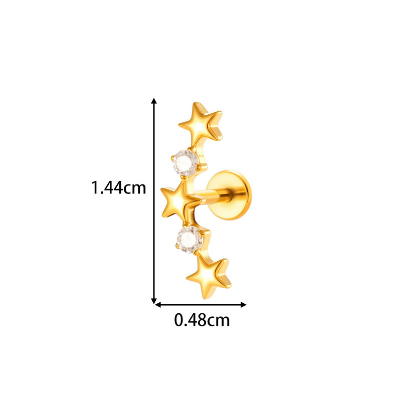 Boucles D'Oreilles Piercing Femme En Titane Et Zircon, Motif Étoile Végétale (1 Pièce) Image2