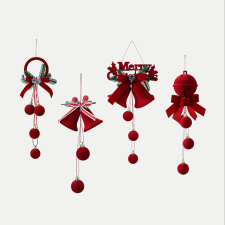 1 pièce de décorations de fête de Noël rouges floquées