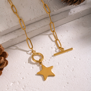 Collier Pendentif En Acier Inoxydable Doré, Étanche, En Forme D'Étoile h5 Image4