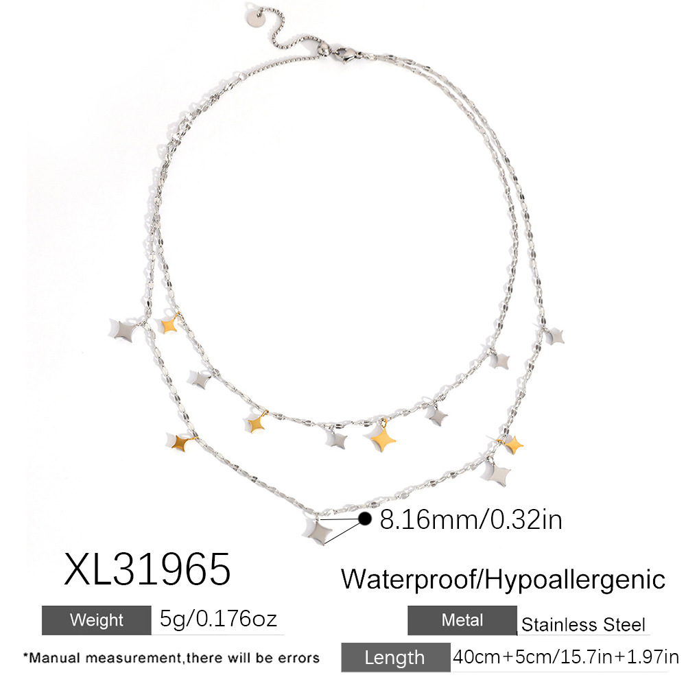 Collier Chaîne Pour Femme, 1 Pièce, Couleurs Mixtes Or Et Argent, Étoile 