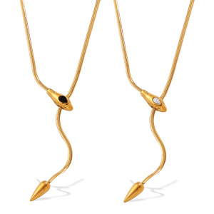 Collier En Acier Inoxydable Doré, Forme Serpent, Étanche, Avec Zircon. h5 Image4