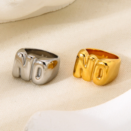 Bague chevalière en acier inoxydable étanche couleur or (1 pièce)
