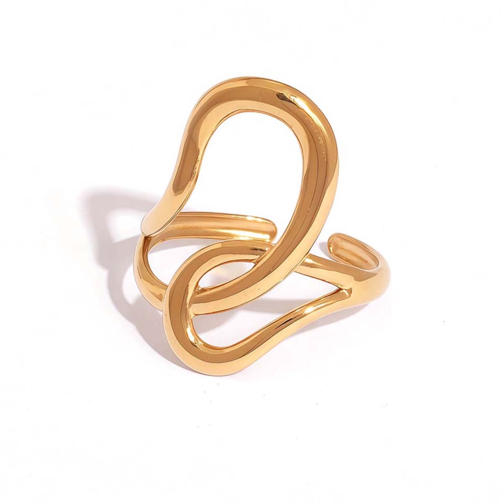 Bague Femme Simple, Forme Irrégulière, Acier Inoxydable, Couleur Or, Étanche