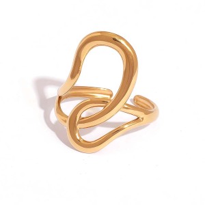 Bague Femme Simple, Forme Irrégulière, Acier Inoxydable, Couleur Or, Étanche h5