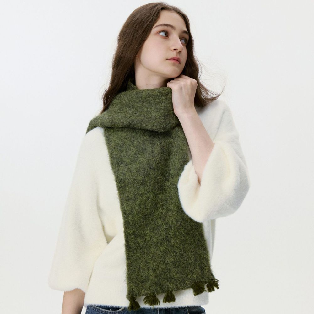1 Écharpe D'Hiver En Laine À Pompons Vogue Pour Femme Image3