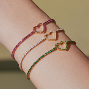 Ensembles De Bijoux Pour Femmes Sophisticated Heart En Acier Inoxydable Étanche Couleur Or Et Zircon h5 Image3