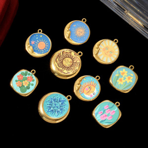 Pendentif Femme Étanche En Acier Inoxydable À Motif Floral Coloré (1 Pièce) h5 Image5