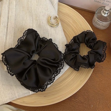 1 chouchou romantique en dentelle noire et polyester pour femme