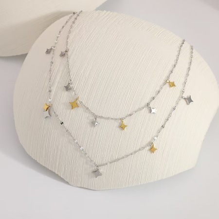 Collier chaîne pour femme, 1 pièce, couleurs mixtes or et argent, étoile