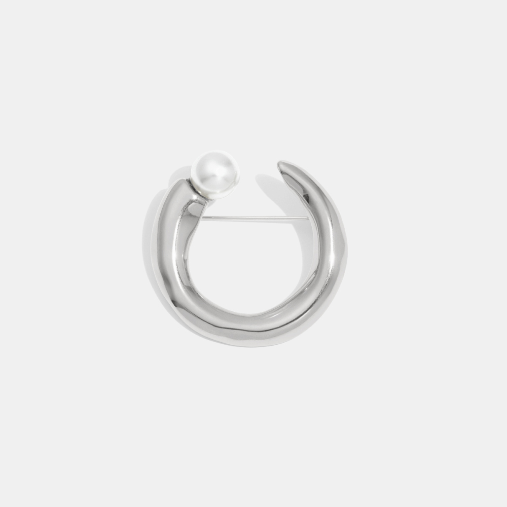 Broche En Acier Inoxydable Étanche Couleur Or, En Forme De C (1 Pièce). h5Image4