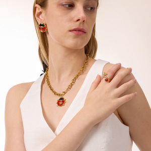 Ensembles De Bijoux Pour Femmes Vivid Ladybird En Acier Inoxydable Étanche Couleur Or h5 Image4