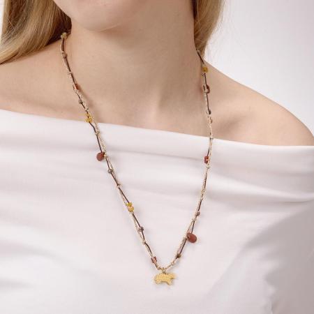 Collier pendentif femme en acier inoxydable doré, motif poney, 1 pièce