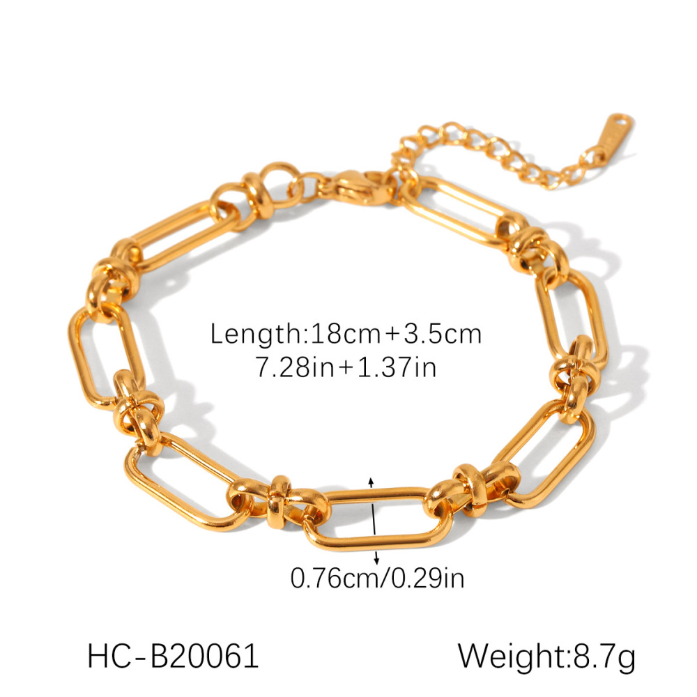 Bracelet Classique En Acier Inoxydable Étanche Couleur Or (1 Pièce) h5Image2