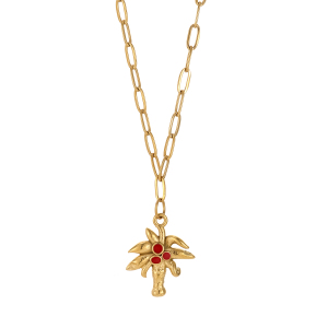 Collier Pendentif Femme En Acier Inoxydable Étanche, Motif Cœur Cerise, 1 Pièce, Série Rouge h5 Image5