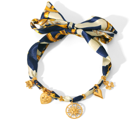 Ensemble de colliers et pendentifs en tissu couleur or en forme de cœur en acier inoxydable