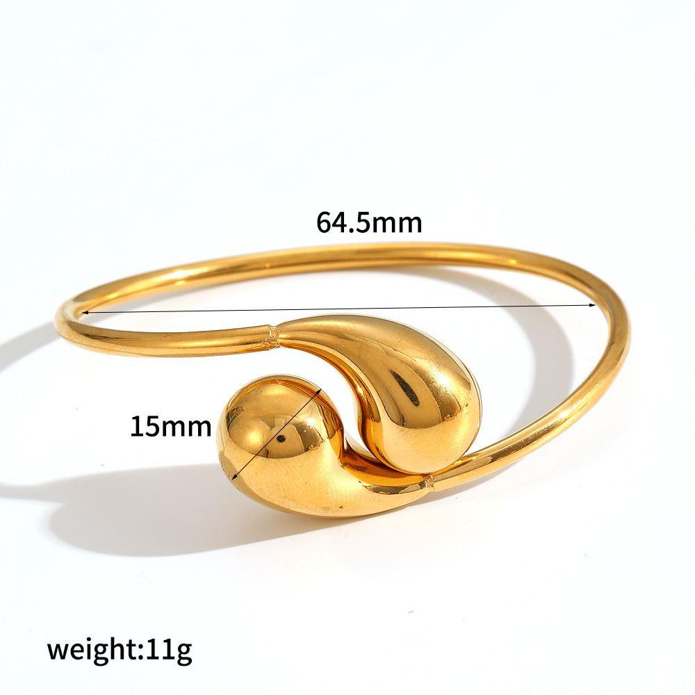 Bracelet Jonc En Acier Inoxydable De Forme Irrégulière, Étanche, Couleur Or (1 Pièce) 