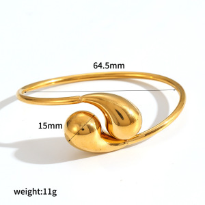Bracelet Jonc En Acier Inoxydable De Forme Irrégulière, Étanche, Couleur Or (1 Pièce) h5 