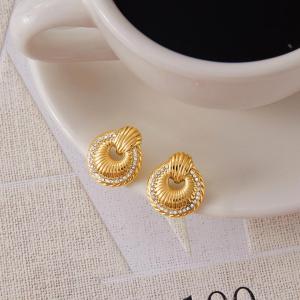 1 Paire De Magnifiques Boucles D'Oreilles Puces Rondes En Acier Inoxydable Étanche Couleur Or Pour Femmes h5 Image3