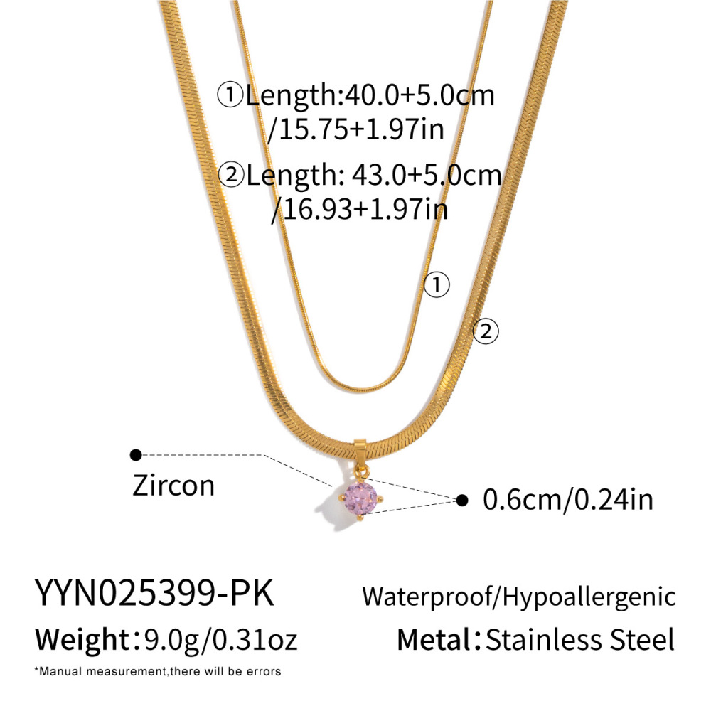 Collier Élégant À Plusieurs Rangs En Acier Inoxydable Doré, Étanche Et Orné De Zircon.