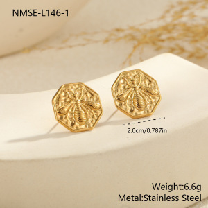 1 Paire De Boucles D'Oreilles Puces Classiques À Motif Abeille, En Acier Inoxydable Étanche Pour Femme h5 