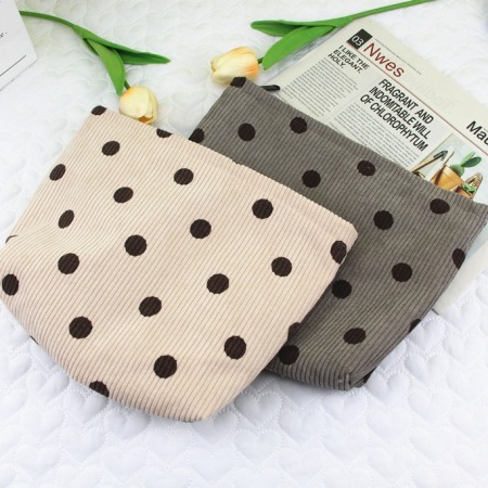 Trousse à maquillage en velours côtelé à pois (1 pièce)