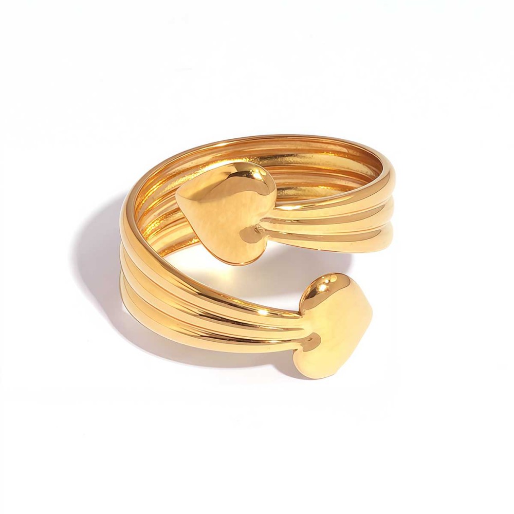 Bague Simple En Forme De Cœur, En Acier Inoxydable Étanche, Couleur Or, Pour Femme. 