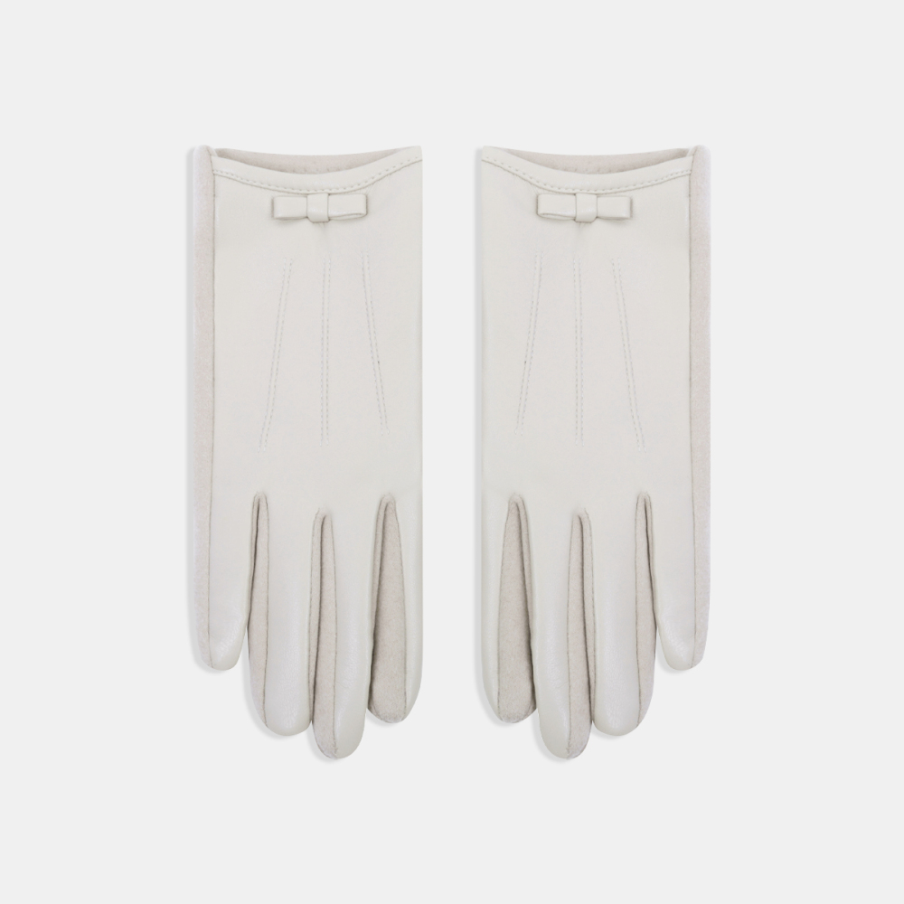 1 Paire De Gants Pour Femmes En Pu Avec Nœud Papillon Uni Image3