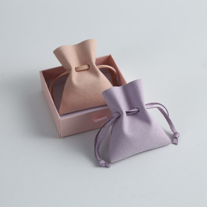 Pochette À Bijoux En Daim Uni Avec Cordon De Serrage (1 Pièce) h5 Image4