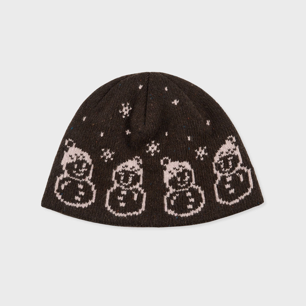1 Bonnet Tricoté En Laine Pour Femme Avec Motif Bonhomme De Neige