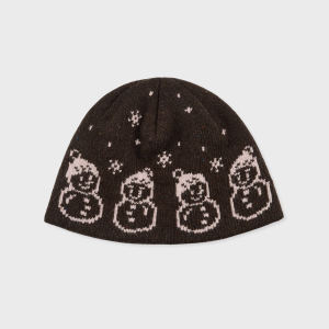 1 Bonnet Tricoté En Laine Pour Femme Avec Motif Bonhomme De Neige h5