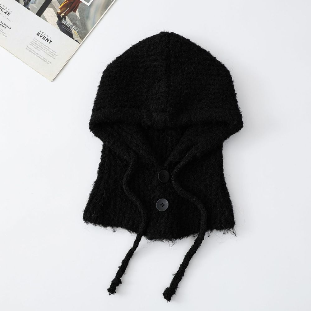 Chapeau En Laine Assorti À Boutons, Collection Simple Series, Pour Femme