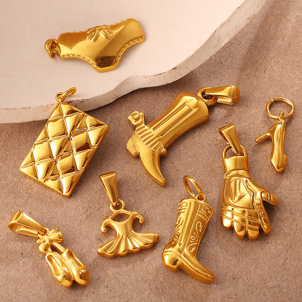 Pendentif Diy En Acier Inoxydable Doré, Étanche, En Forme De Botte (1 Pièce) h5Image3