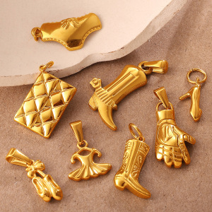 Pendentif Diy En Acier Inoxydable Doré, Étanche, En Forme De Botte (1 Pièce) h5 Image3