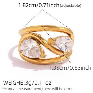 Bague De Luxe Élégante Et Raffinée, De Forme Irrégulière, En Acier Inoxydable, Couleur Or, Étanche. h5 Image2