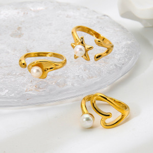 Bague Élégante Pour Femme, En Acier Inoxydable Doré, Forme Irrégulière, Étanche, En Forme D'Étoile. h5 Image4