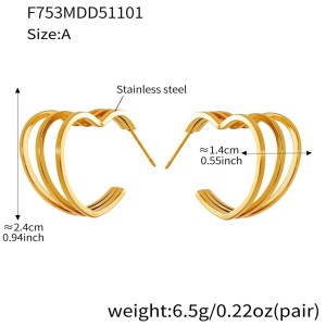 1 Paire De Boucles D'Oreilles Créoles Classiques En Forme De Cœur, En Acier Inoxydable Étanche, Couleur Or, Pour Femme. h5 