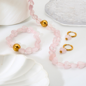Ensemble De Bijoux Pour Femme En Perles En Forme De Cœur Rose Tendre (1 Pièce) h5 Image3