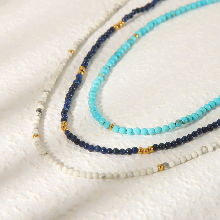 Collier de perles bohème simple en pierres naturelles pour femme (1 pièce)